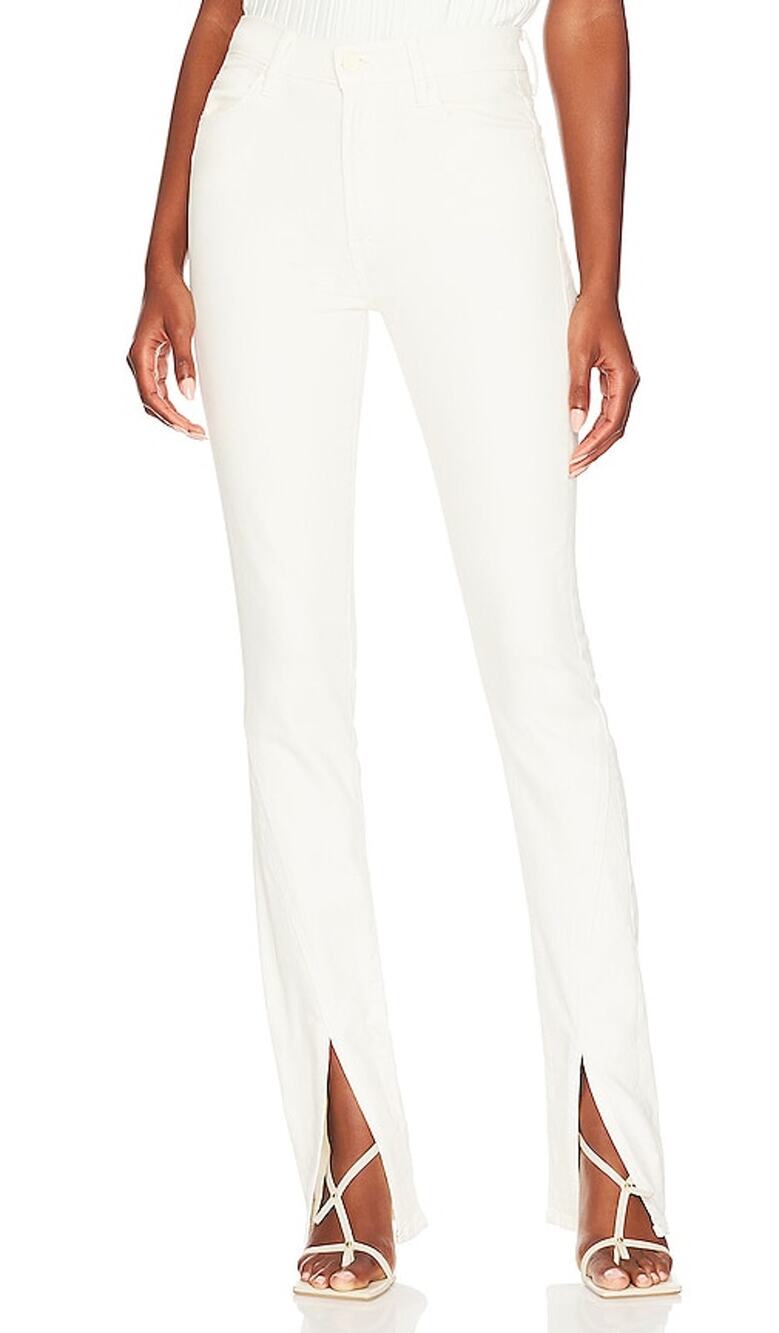 Mother Sleek White Rascal Sliced Up Heel Denim Jeans Size 28
